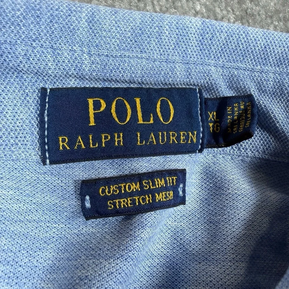 Polo Ralph Lauren Shirt Men's XL Blue Custom Slim Fit Stretch Mesh